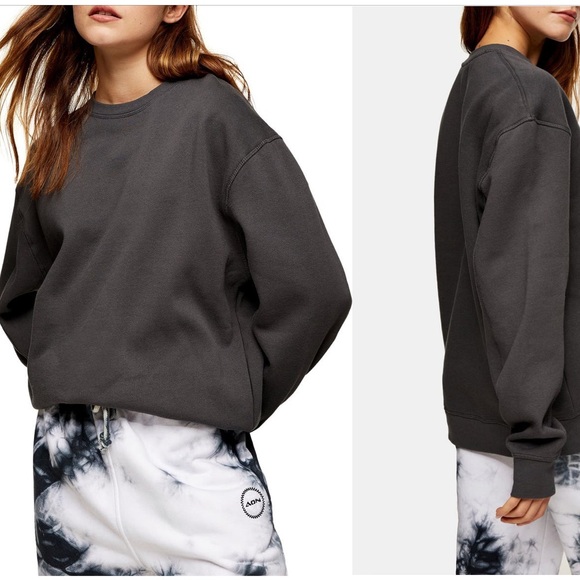 TopShop Flatlock Oversized Sweatshirt, size Small, Light Blue - Picture 2 of 3